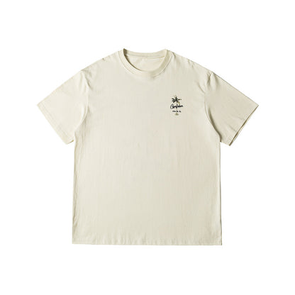 Coconut print round neck T-shirt for men and women with short sleeves