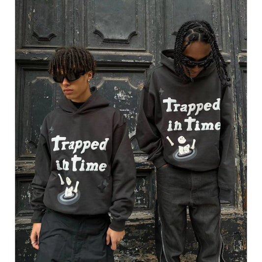 Europe and America High Street Travis Hip Hop Street Time Vortex Foaming Graffiti Letter Hoodie Guards Cotton Coat