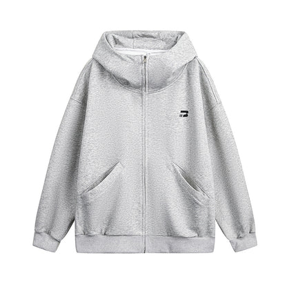Vibe Casual Zip-Up Hoodie Unisex Autumn Winter Loose Short High Neck Solid Color Versatile