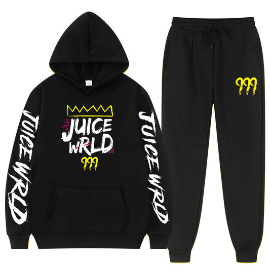 New rapper hoodie set, loose fitting men's and women's hooded hoodie+sweatpants