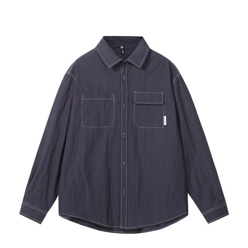 Solid color long sleeved shirt men's and women's workwear shirt