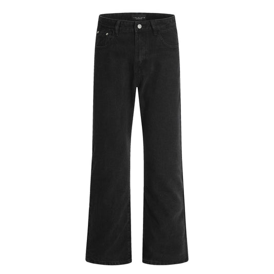 American High Street Vibe Flared Denim Pants Men's Punk Washed Vintage Simple Basic Casual Wide Leg Trousers