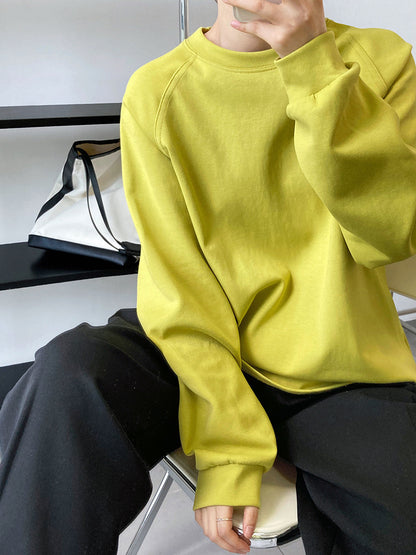 Solid color round neck layered long sleeved T-shirt loose women's base hoodie