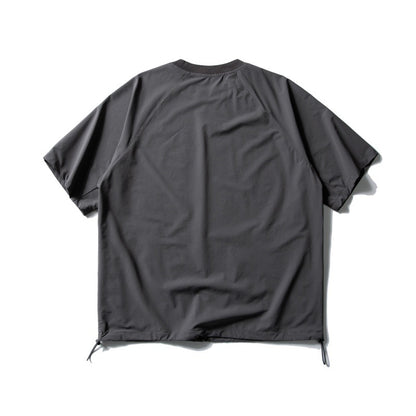 Zipper pocket breathable quick drying loose sports short sleeved shirt