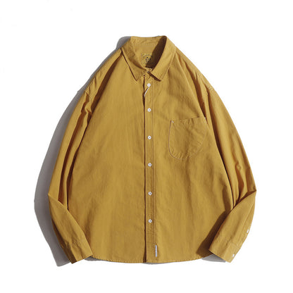 Simple solid color cardigan with a collar for men's and women's casual shirts