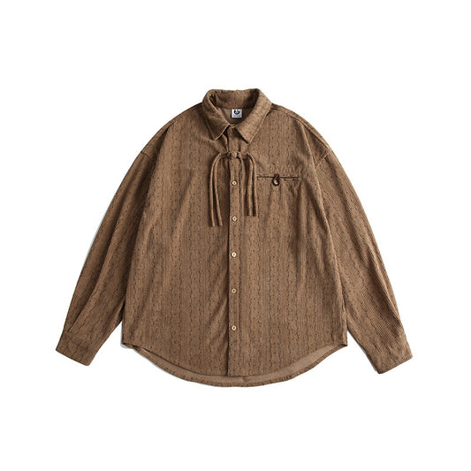 Small floral core velvet solid color long sleeved shirt