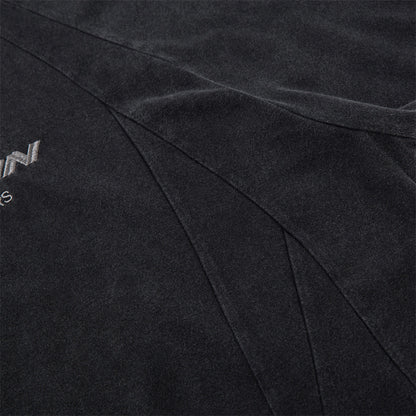 Simple Embroidered Letter Cotton Short Sleeve T-Shirt Men's INS Trendy American Heavy Work Segmentation Splicing Faded Washed Tee
