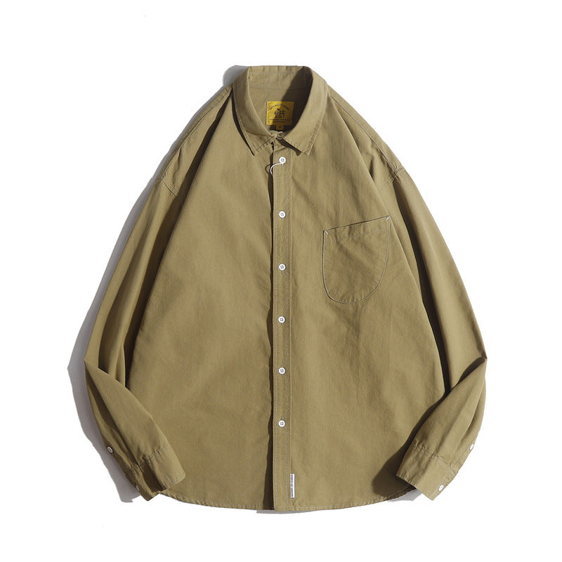 Simple solid color cardigan with a collar for men's and women's casual shirts