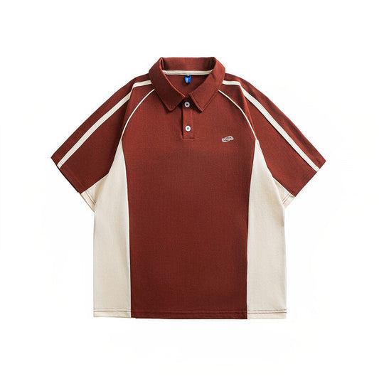 Color blocked polo shirt with short sleeves and half sleeves for men and women