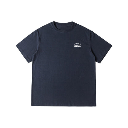 Camping Mountain Print Round Neck T-shirt Men's Short Sleeve