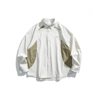 Color blocking patchwork shirt men's loose casual top