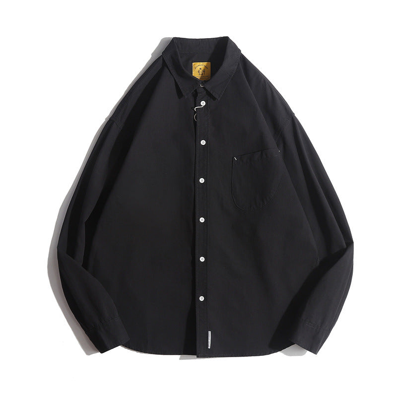 Simple solid color cardigan with a collar for men's and women's casual shirts