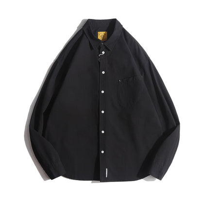 Simple solid color cardigan with a collar for men's and women's casual shirts