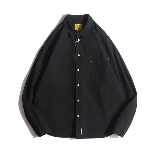 Simple solid color cardigan with a collar for men's and women's casual shirts