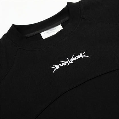 Simple Embroidered Letter Short Sleeve T-Shirt Loose Round Neck Men's INS Trendy American Design Split Half Sleeve Tee