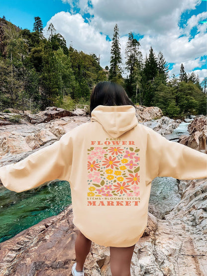 Floral pattern hoodie European and American hooded sweatshirt Plain letter sweatshirt Oversized Hoodie