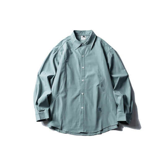 Curved patchwork long sleeved shirt for men