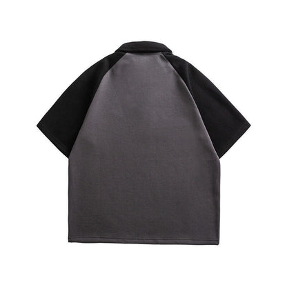 Color blocked polo shirts for men and women loose fitting short sleeves