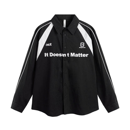 Color blocking splicing loose men's and women's long sleeved shirt