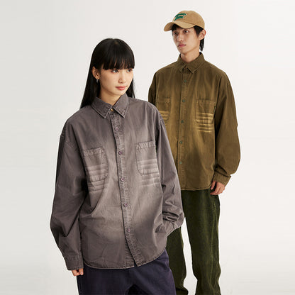 Vintage spray horse chestnut gradient casual shirt