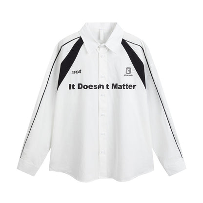 Color blocking splicing loose men's and women's long sleeved shirt
