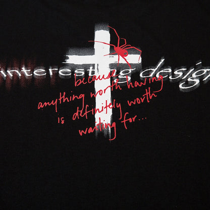 Dark Street Cross Loose Short Sleeve Necklace T-Shirt Men's Summer Metal Chain Decorated Personality Tee Trendy