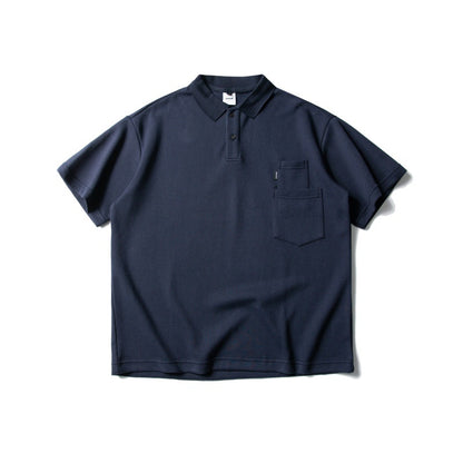 Double patch pocket design loose polo shirt