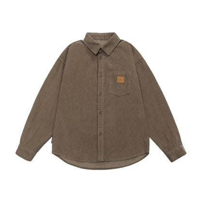 Simple solid color top men's lapel shirt
