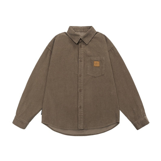 Simple solid color top men's lapel shirt