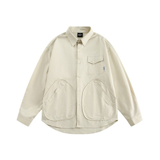 Multi pocket long sleeved men's loose shirt with workwear