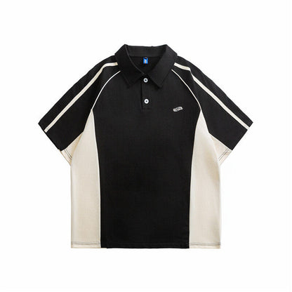 Color blocked polo shirt with short sleeves and half sleeves for men and women