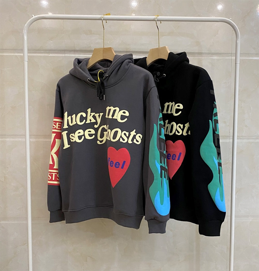 Kanye Foaming Love Letter Graffiti Print Hoodie Sweater for Men and Women Couples Plush Coat