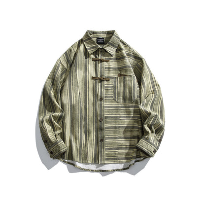 Buckled long sleeved striped shirt for men and women