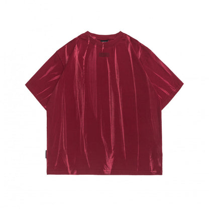 Washed and worn round neck T-shirt for men and women with short sleeves