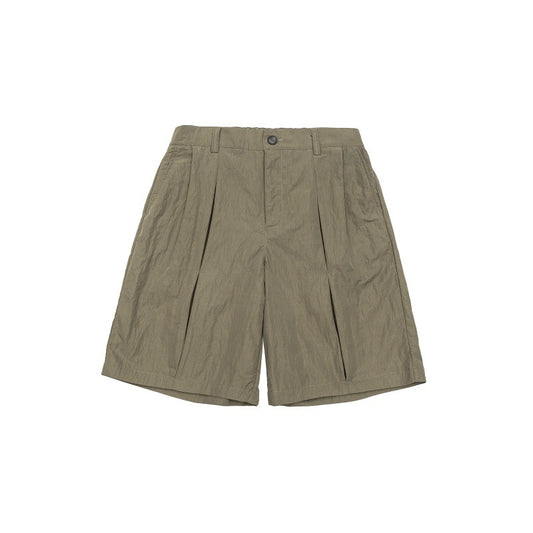 Solid color loose silhouette anti splash water pressure pleated suit shorts for men