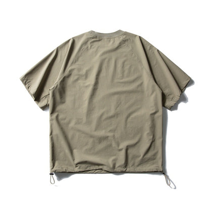 Zipper pocket breathable quick drying loose sports short sleeved shirt