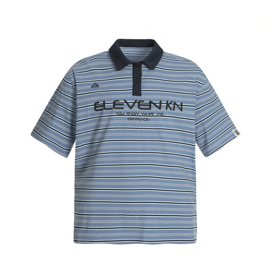 Retro Stripe Short Sleeve Polo Shirt Loose Top Men's Summer INS Street Trend Color Block Flip Collar T-Shirt Casual