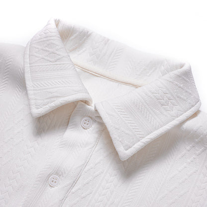 Jacquard texture polo shirt short sleeved men's T-shirt
