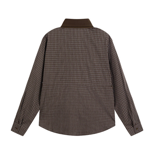 Cardigan with tie plaid men's and women's shirt