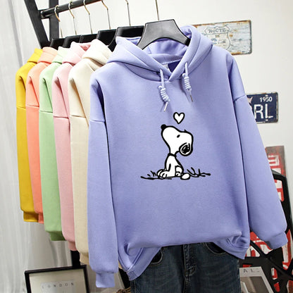 Autumn Winter Sweatshirt Women Long Sleeve Funny Dog Pattern Print Hoodie