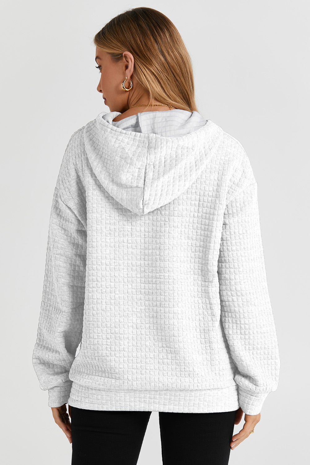 Fiery Red Quilted Kangaroo Pocket Drawstring Hoodie
