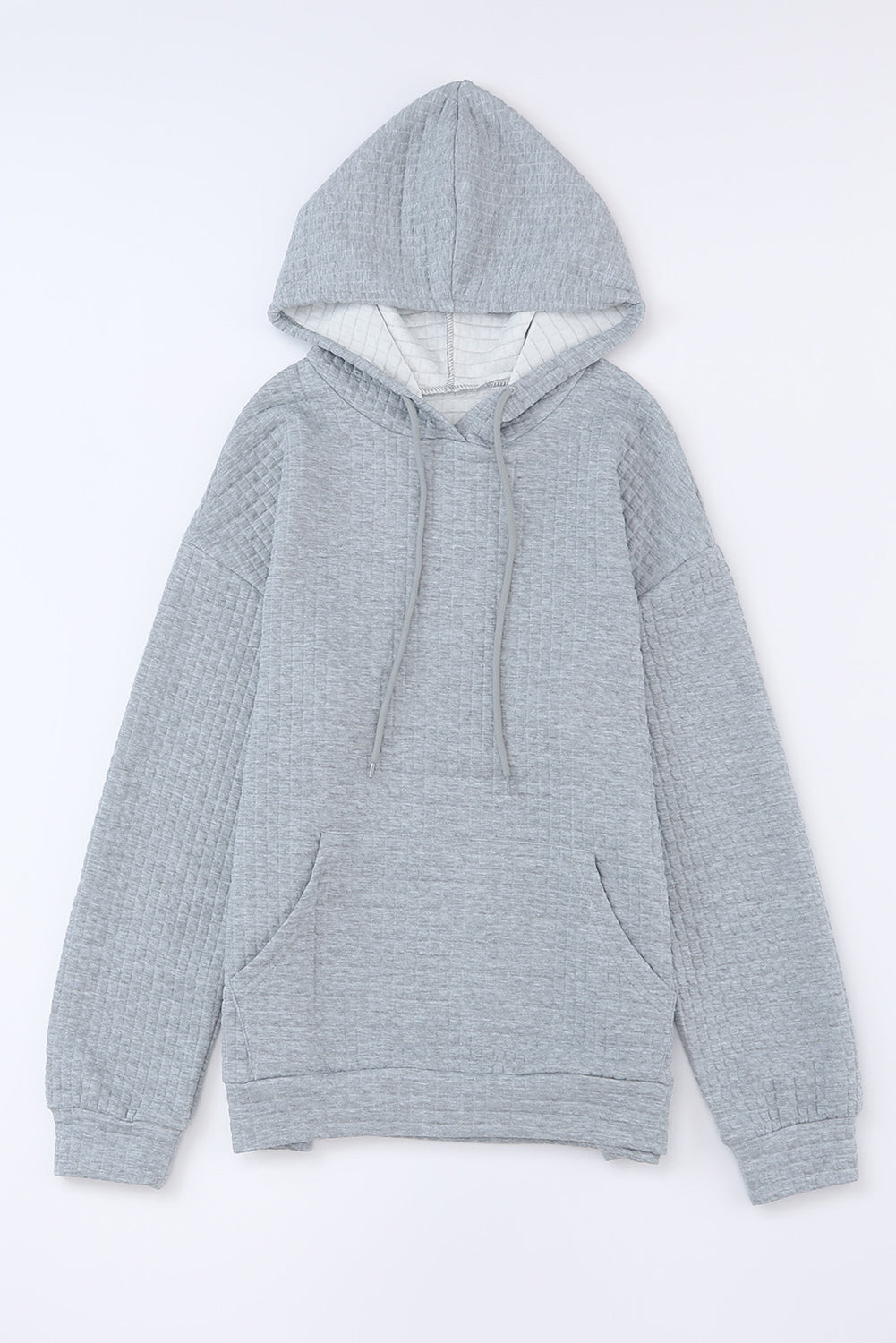 Fiery Red Quilted Kangaroo Pocket Drawstring Hoodie